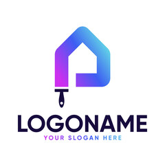 Letter P Paint House Premium Logo Design