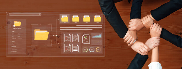 A user interface for a document management system. The dashboard provides file organization, a project workspace, and data analytics for corporate information management. Fermion