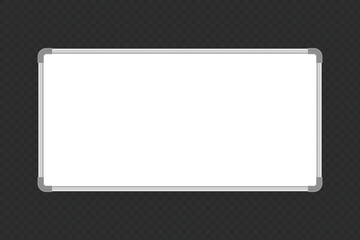 Obraz premium Blank whiteboard, simple landscape whiteboard frame illustration isolated on transparent background for training workshop notes and infographic layout