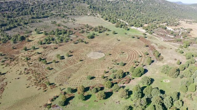 Aerial view of sad hill cemetery famous film location