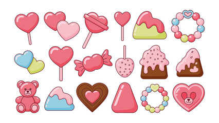 Sweet Treats for the Heart: A delightful assortment of heart-shaped candies and sweets, representing love, joy, and affection for special events.