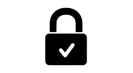 Checked lock flat style black white icon 