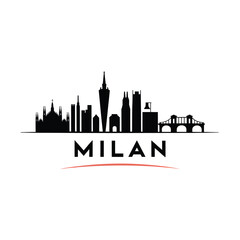 Fototapeta premium Milan city skyline silhouette with iconic buildings and bridge