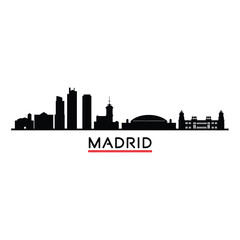 Fototapeta premium Madrid city skyline silhouette with buildings and famous landmarks