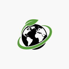 Obraz premium Earth Globe with Green Leaf.