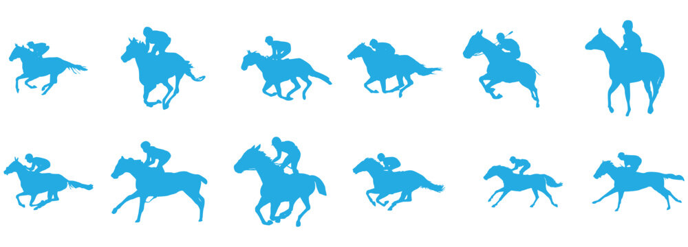 Dynamic horse racing silhouettes in motion