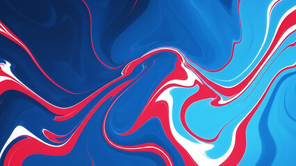 Dynamic abstract design featuring vibrant blue and red liquid swirls, creating a sense of energy and movement.