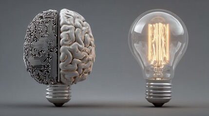 Brain and light bulb concept for ideas and innovation
