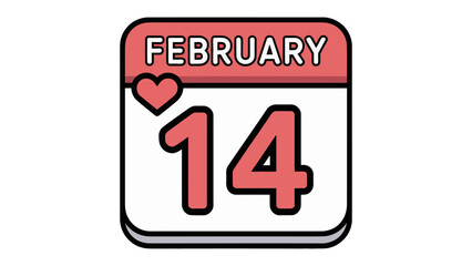Valentine's Day Calendar Icon: A charming calendar icon marks the romantic date of February 14th with a heartfelt red heart. 