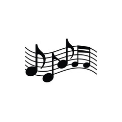 A simple illustration of musical notes and a staff on white background