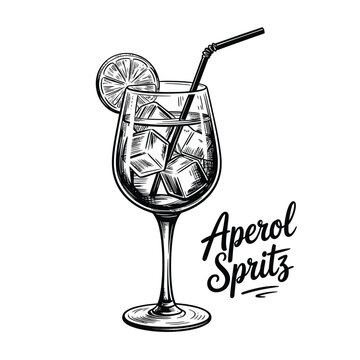 An artistic rendering of an aperol spritz cocktail in a glass