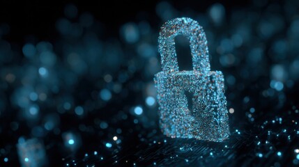 Digital security lock made of glowing particles