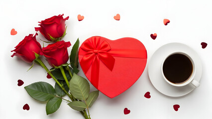 Valentine's day gift ideas with roses chocolate and coffee