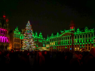 Bruxelles la nuit en d&eacute;cembre