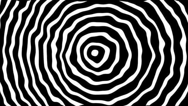 Abstract concentric target pattern with mesmerizing black and white spiral overlap design  perfect for backgrounds, textiles, and digital art.