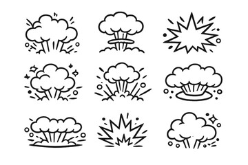 Obraz premium Collection of Nine Explosion Icons