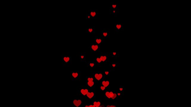 social media emoji, love react animation with alpha channel, red love heart emoji transparent background. social media love reaction. social media live streaming on black background