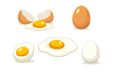 Various egg preparations with glowing effect