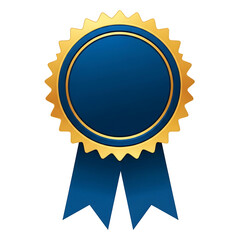 Blue and Gold Ribbon with Blank Center isolated on a transparent background medal