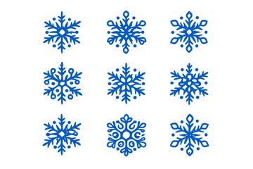 Glowing Blue Snowflakes on Black Background