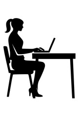 Woman Working at Desk with Laptop