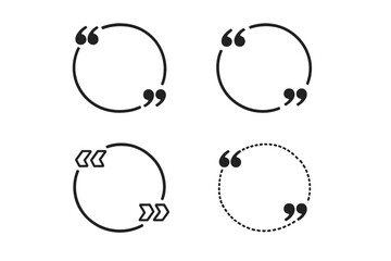 Four circular quote graphic elements on a gray background