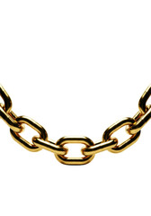 Obraz premium A continuous segment of highly polished, mirror-finish 24-karat gold heavy-duty anchor chain isolated on a seamless pure white background, concept of resilience and precision engineering