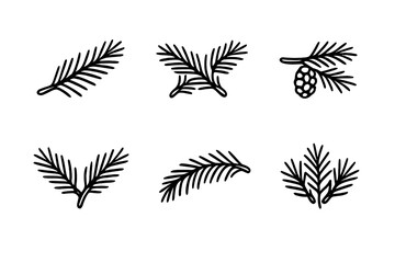 Obraz premium Pine Branches and Cone Icons