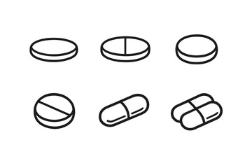 Abstract Icons of Pharmaceutical Pills and Capsules