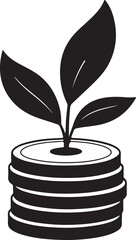 hand drawn vector illustration of a plant on coins