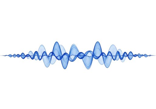 Abstract blue sine wave showing rhythmic, predictable oscillation on a white background, representing frequency and amplitude ,frequency ,waveform ,chart