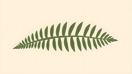 Green Fern Leaf Branch Botanical Nature Illustration