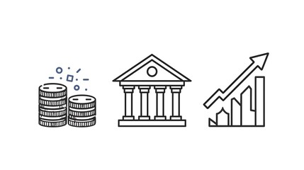 Financial Growth and Banking Concept Line Illustration Icons