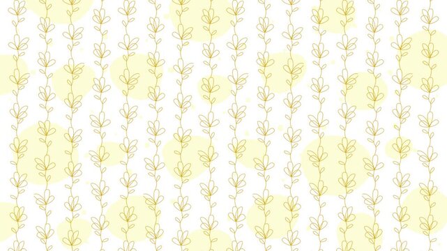 White background with vertical yellow floral vine pattern