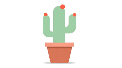Cactus in a terracotta pot with vibrant red fruit elements  