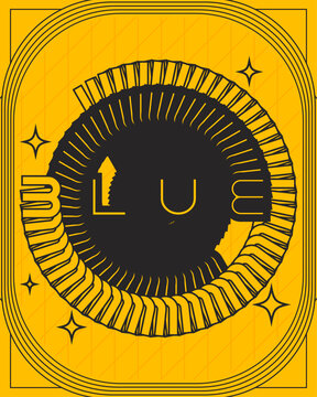 Optical Illusion Text Typography Poster Yellow Black Spiral Motion
