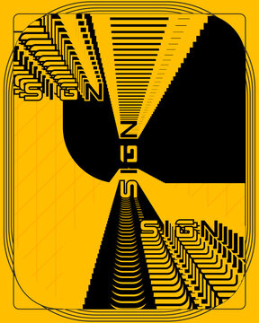 Bold Geometric Text Poster With Hypnotic Spiral Effect
