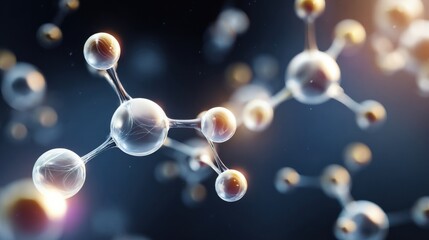 Abstract molecular structure glowing particles science