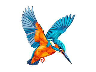 Colorful Kingfisher Bird in Flight.