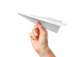 Hand Holding White Paper Plane.