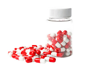 Pills Spilling from Plastic Bottle.