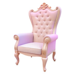 Pink Velvet Throne Chair with Ornate Details.