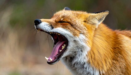 欠伸をするかわいいキツネ1