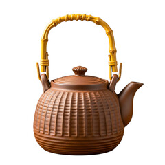 Traditional Clay Teapot with Bamboo Handle.