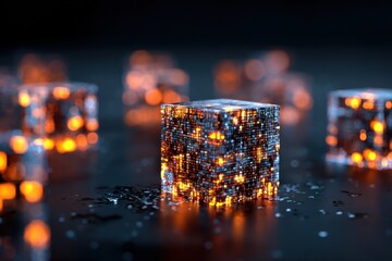 Glowing digital cube data stream network