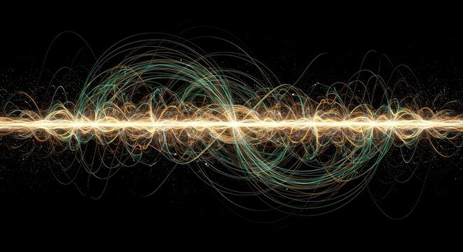 Complex abstract representation of intersecting wave dynamics, illustrating the principles of fundamental energy resonance and harmonic oscillation ,fundamental ,graphic ,interaction