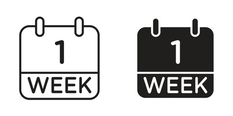 Calendar week icons Black symbol on transparent background. EPS10