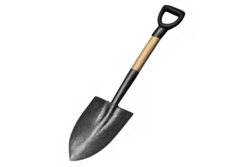 Shovel tool for digging and gardening, working with earth and soil, agriculture equipment on transparent background