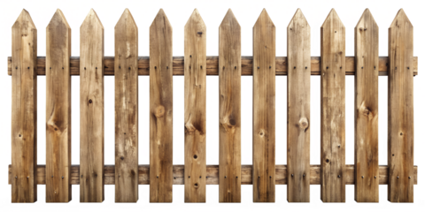 Brown wooden fence isolated on transparent background