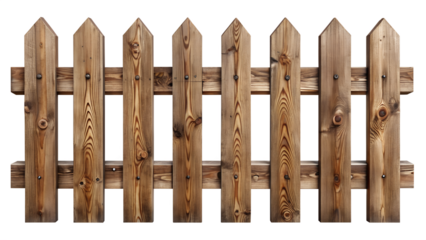Brown wooden fence isolated on transparent background
